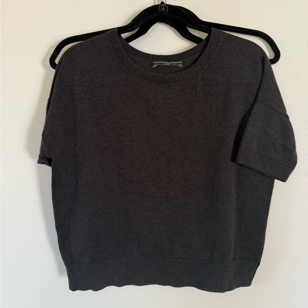 Peruvian Connection boxy short sleeve knit top